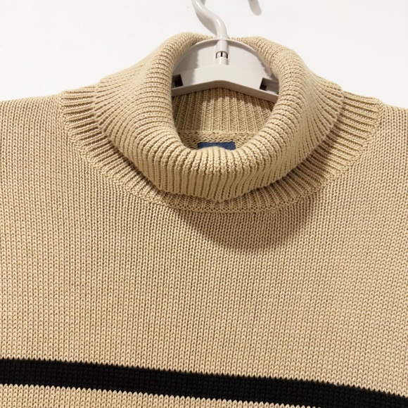 GAP 24/7 Split-Hem Striped Turtleneck Sweater Womens Size Medium Cotton Oversize - Picture 7 of 12